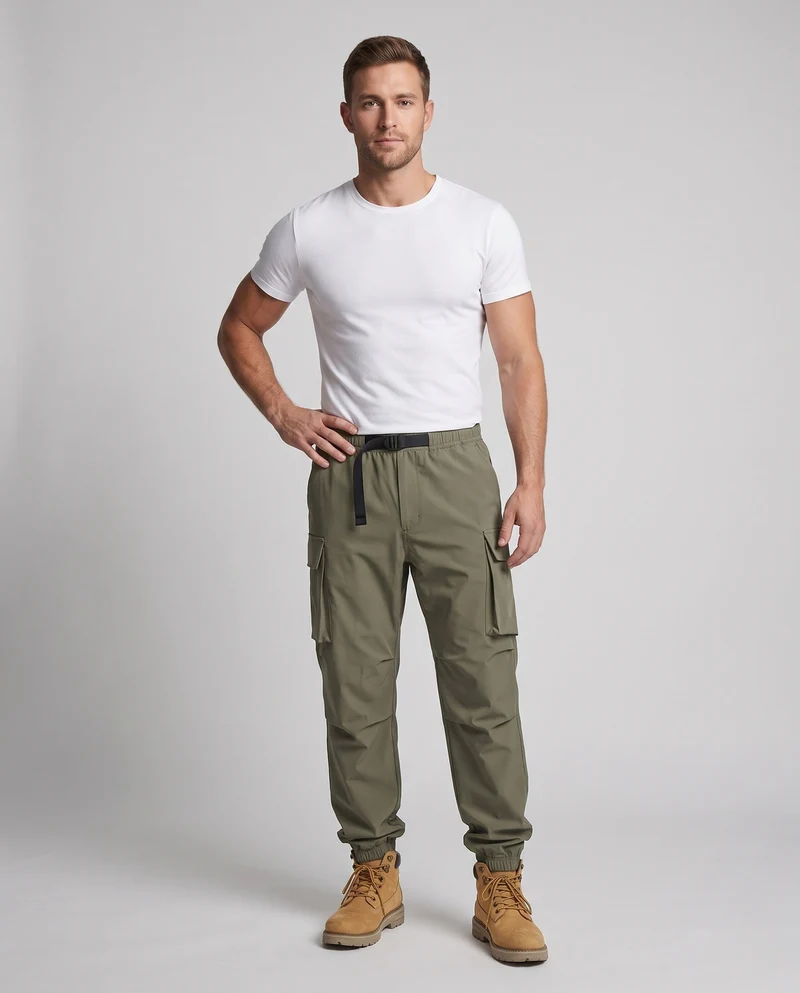 Herren Cargo-Hosen mit elastischem Bund und Taschen Nord Taschen