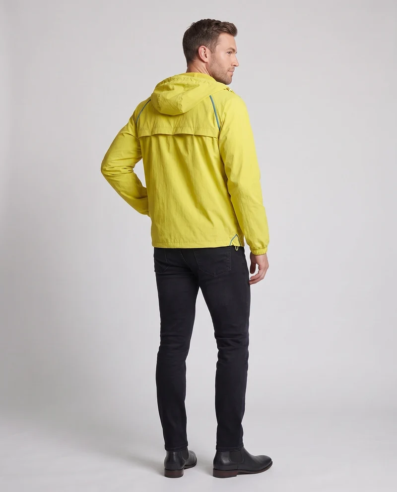 Leichte Herren-Hooded Windbreaker aus Tech Ripstop mit Kontrastpaspelierung, Kordelzug & Reißverschluss-Taschen Nord Taschen