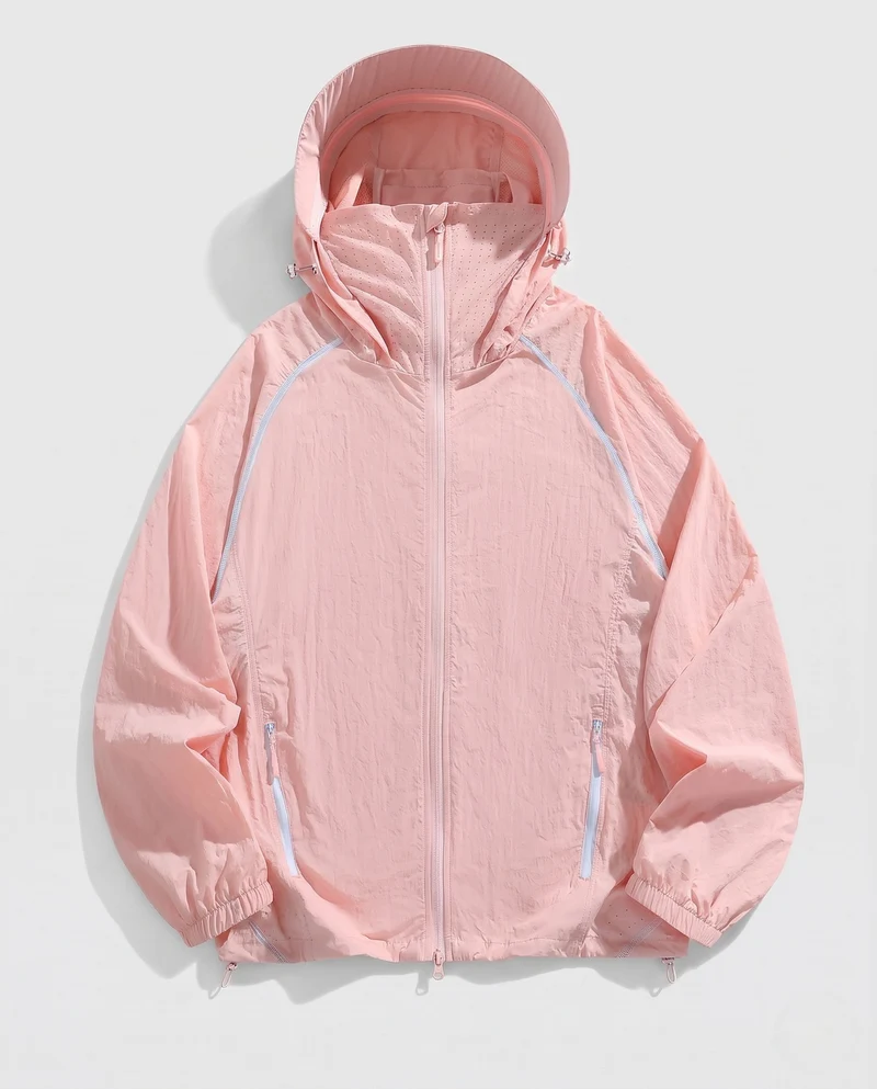 Leichte Herren-Hooded Windbreaker aus Tech Ripstop mit Kontrastpaspelierung, Kordelzug & Reißverschluss-Taschen Nord Taschen