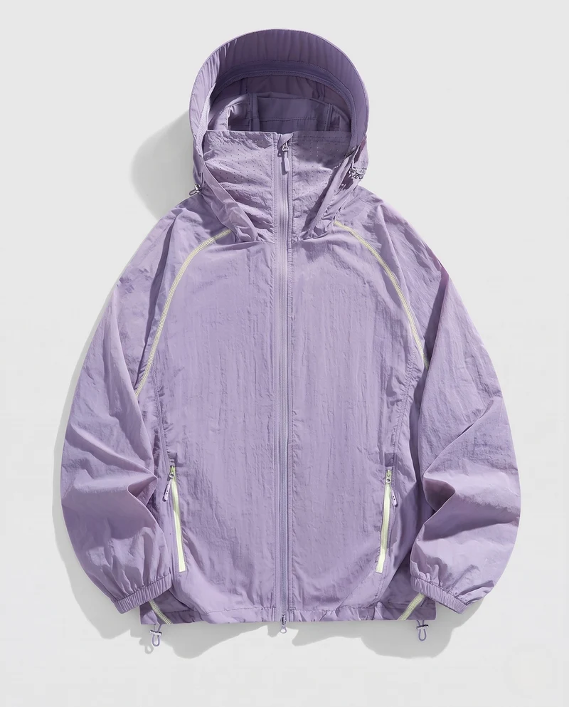 Leichte Herren-Hooded Windbreaker aus Tech Ripstop mit Kontrastpaspelierung, Kordelzug & Reißverschluss-Taschen Nord Taschen