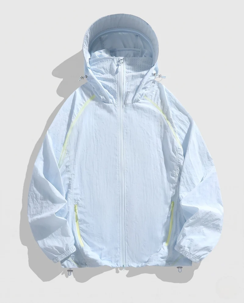 Leichte Herren-Hooded Windbreaker aus Tech Ripstop mit Kontrastpaspelierung, Kordelzug & Reißverschluss-Taschen Nord Taschen