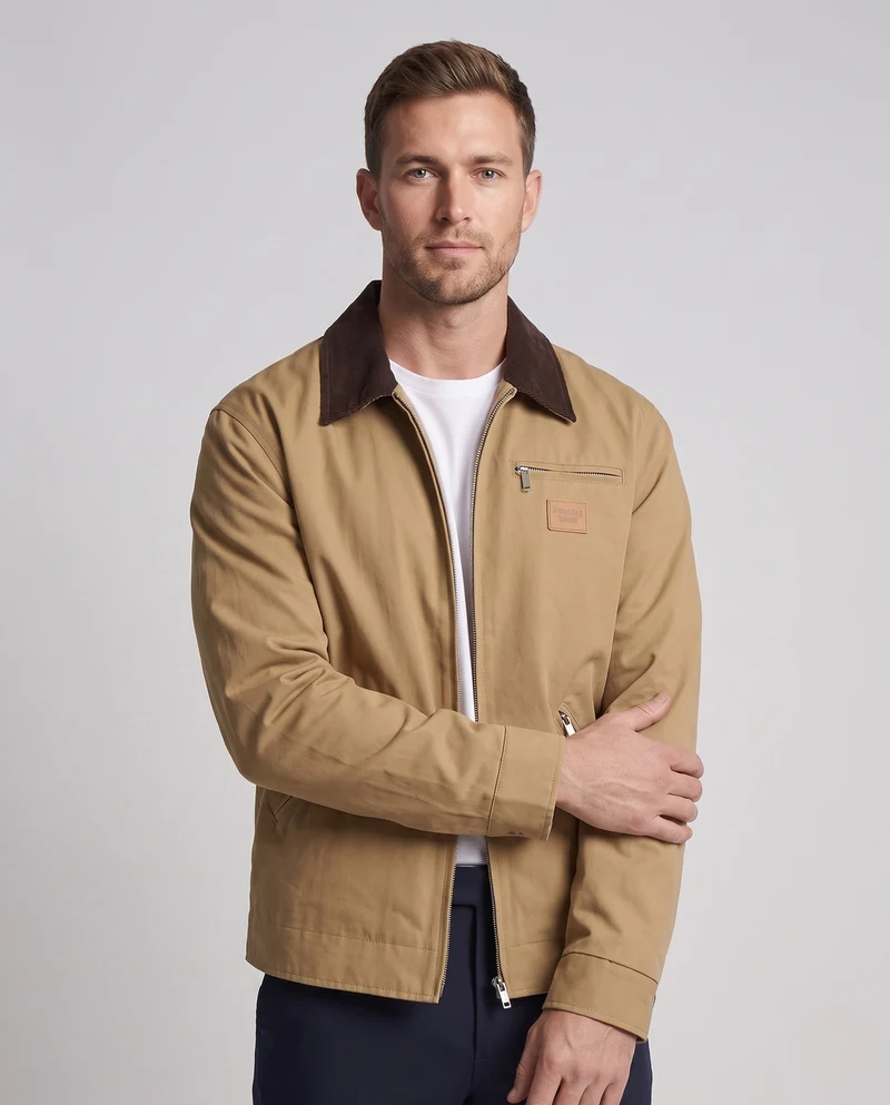 Leichte Overshirt Übergangsjacke für Herren im Bomberstil mit durchgehendem Reißverschluss und Reißverschlusstaschen Nord Taschen