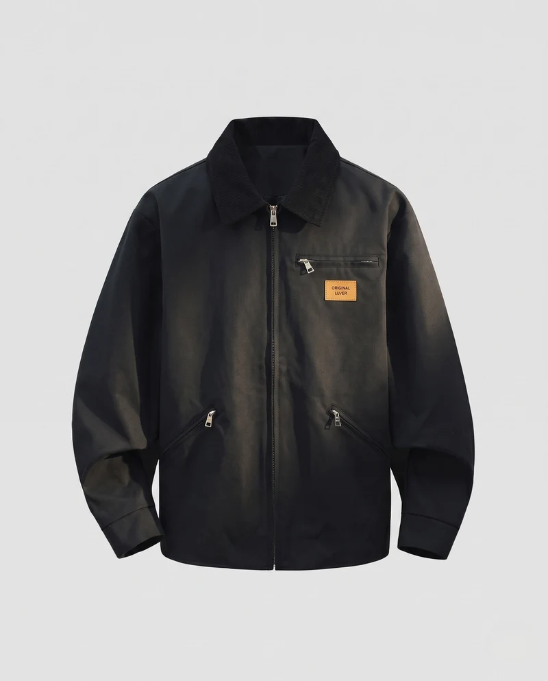 Leichte Overshirt Übergangsjacke für Herren im Bomberstil mit durchgehendem Reißverschluss und Reißverschlusstaschen Nord Taschen