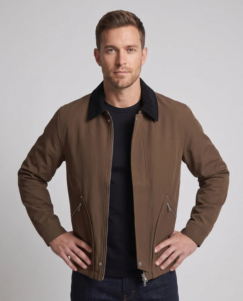 Herren Leichtgewichts Utility Übergangsjacke mit Hemdkragen, Zwei-Wege-Reißverschluss und diagonalen Reißverschlusstaschen Nord Taschen