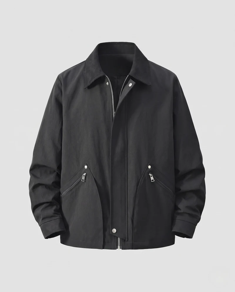 Herren Leichtgewichts Utility Übergangsjacke mit Hemdkragen, Zwei-Wege-Reißverschluss und diagonalen Reißverschlusstaschen Nord Taschen