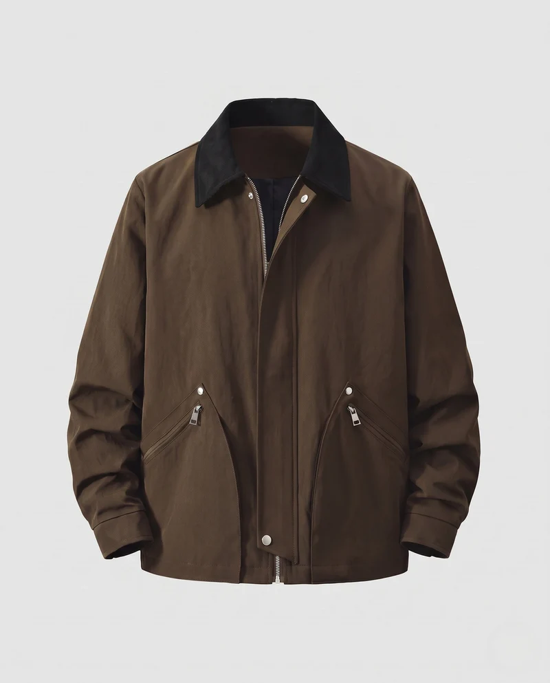 Herren Leichtgewichts Utility Übergangsjacke mit Hemdkragen, Zwei-Wege-Reißverschluss und diagonalen Reißverschlusstaschen Nord Taschen
