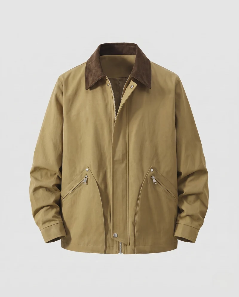 Herren Leichtgewichts Utility Übergangsjacke mit Hemdkragen, Zwei-Wege-Reißverschluss und diagonalen Reißverschlusstaschen Nord Taschen