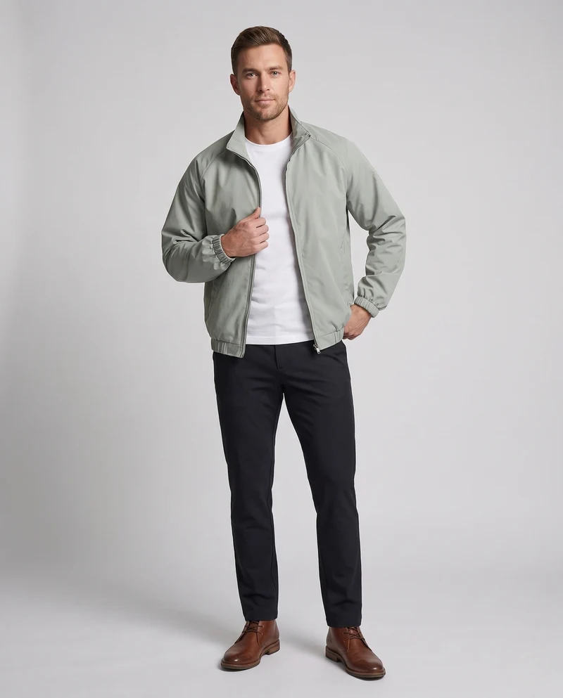 Herren Leichte Wind- und Wasserabweisende Übergangsjacke mit Stehkragen & Elastischem Saum Nord Taschen