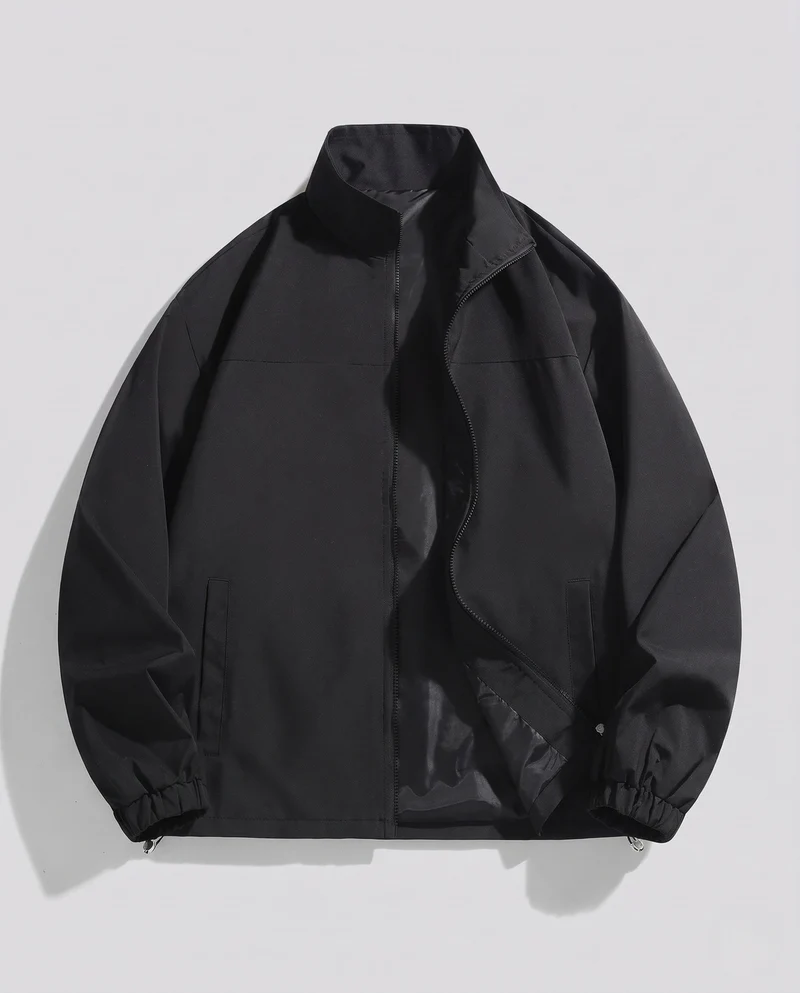 Leichte wasserabweisende Windjacke für Herren mit Farbblock-Einsätzen, Stehkragen und Kordelzugsaum Nord Taschen