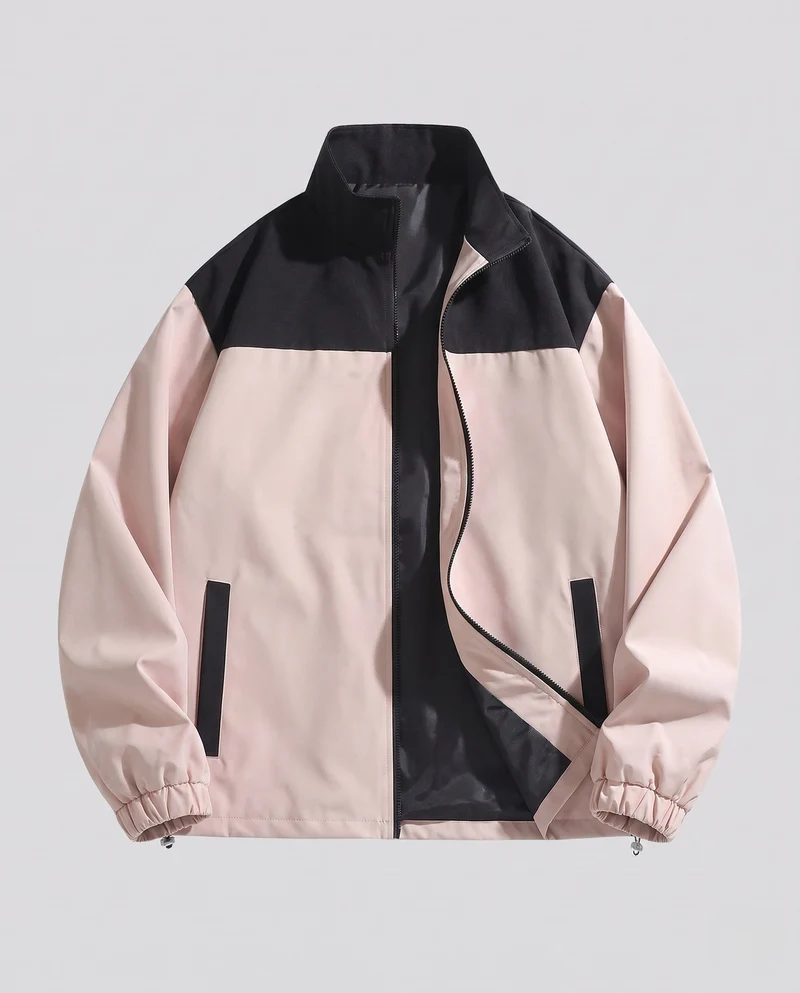 Leichte wasserabweisende Windjacke für Herren mit Farbblock-Einsätzen, Stehkragen und Kordelzugsaum Nord Taschen