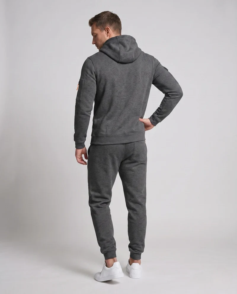 Herren Fleece-Loungewear-Set mit Halb-Reißverschluss-Hoodie, Taschenärmeln & Slim Jogger Nord Taschen