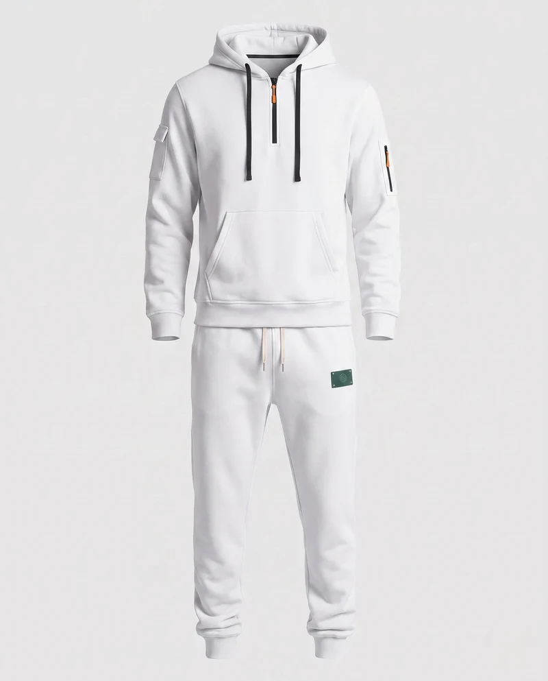 Herren Fleece-Loungewear-Set mit Halb-Reißverschluss-Hoodie, Taschenärmeln & Slim Jogger Nord Taschen