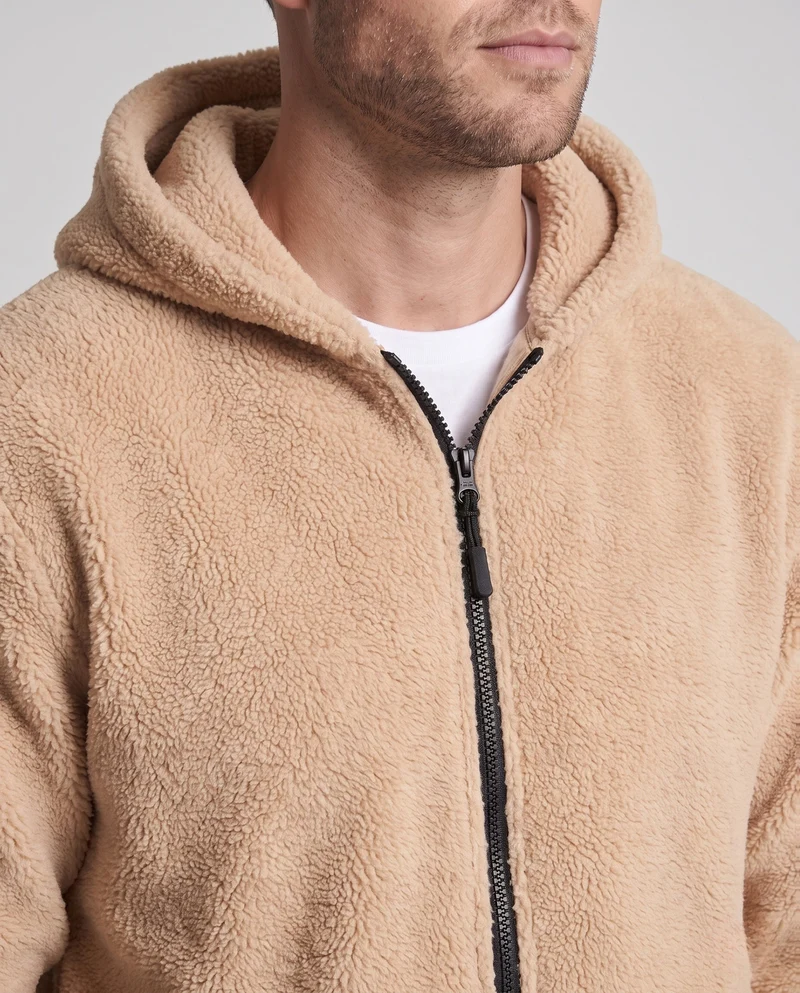 Herren Fleece Hoodie mit durchgehendem Reißverschluss, Kängurutaschen und Taschenärmel Nord Taschen