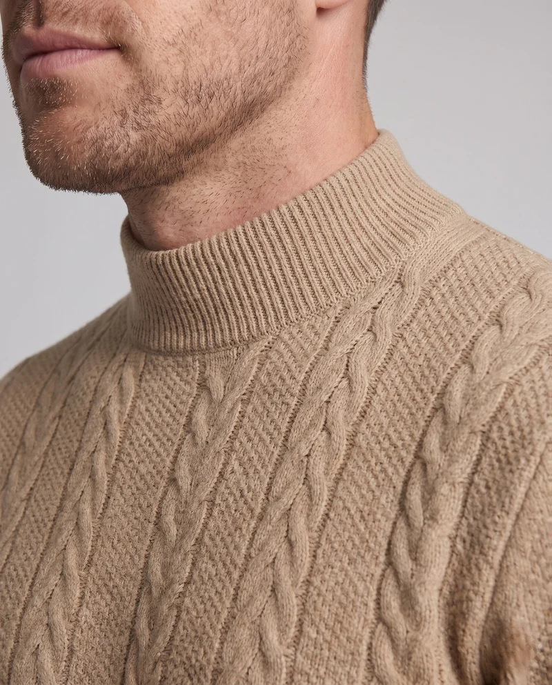 Herren Feine Kabelstrick Rollkragenpullover aus Baumwollmischung Regular Fit Nord Taschen