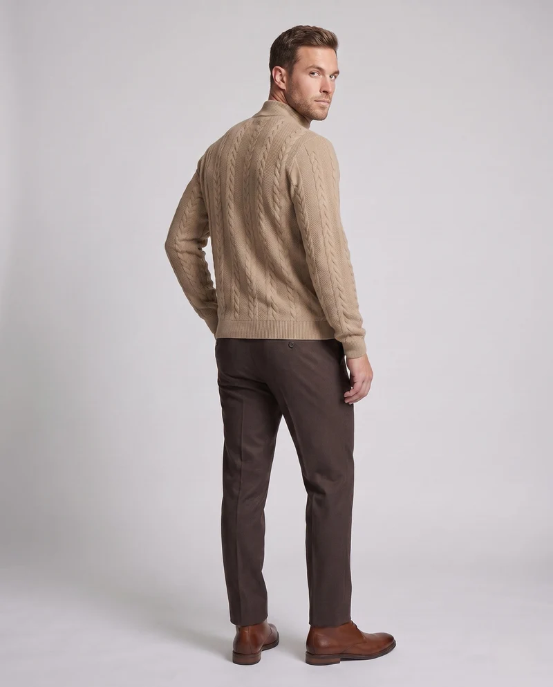 Herren Feine Kabelstrick Rollkragenpullover aus Baumwollmischung Regular Fit Nord Taschen