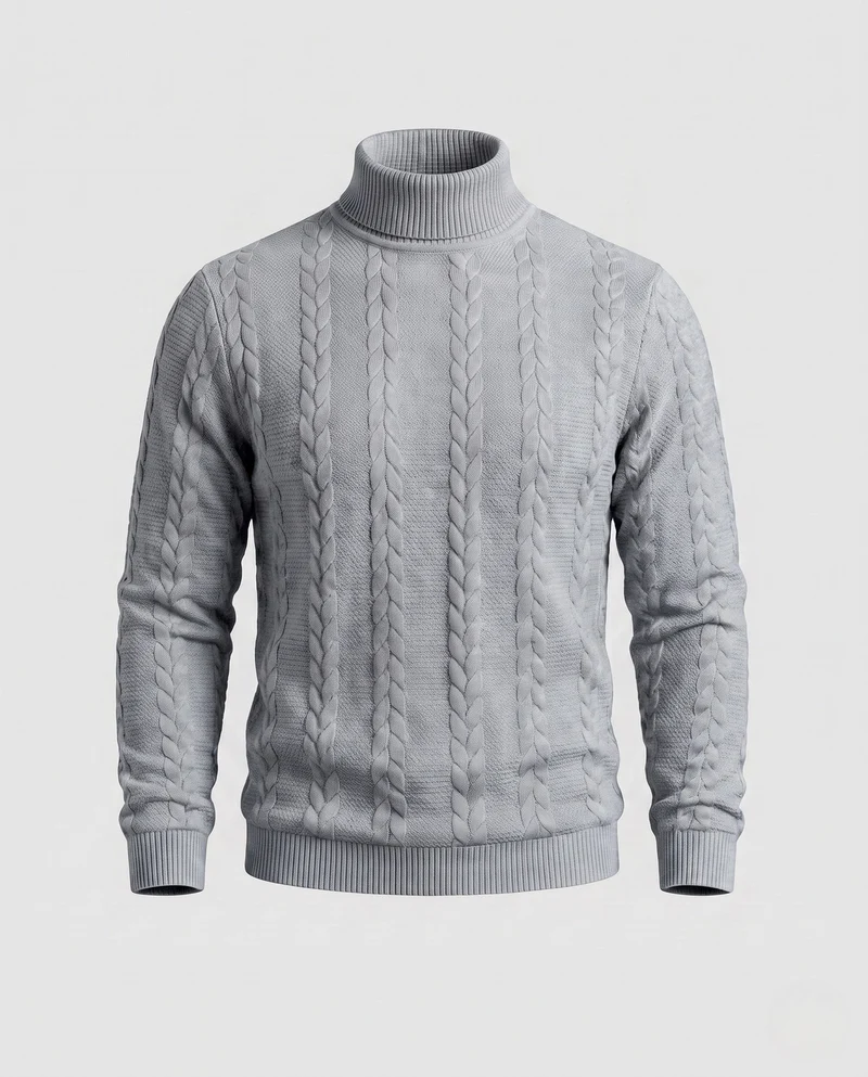Herren Feine Kabelstrick Rollkragenpullover aus Baumwollmischung Regular Fit Nord Taschen