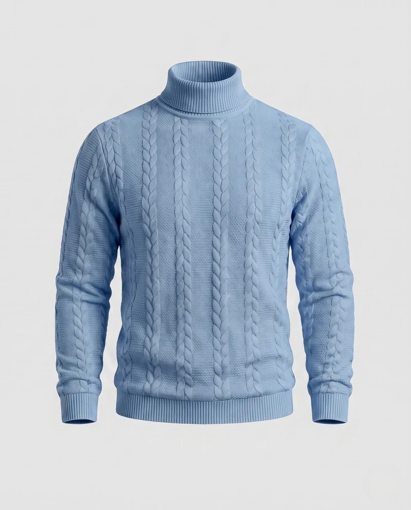 Herren Feine Kabelstrick Rollkragenpullover aus Baumwollmischung Regular Fit Nord Taschen
