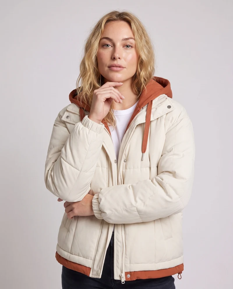 Damen Wattierte Kapuzenjacke Nord Taschen