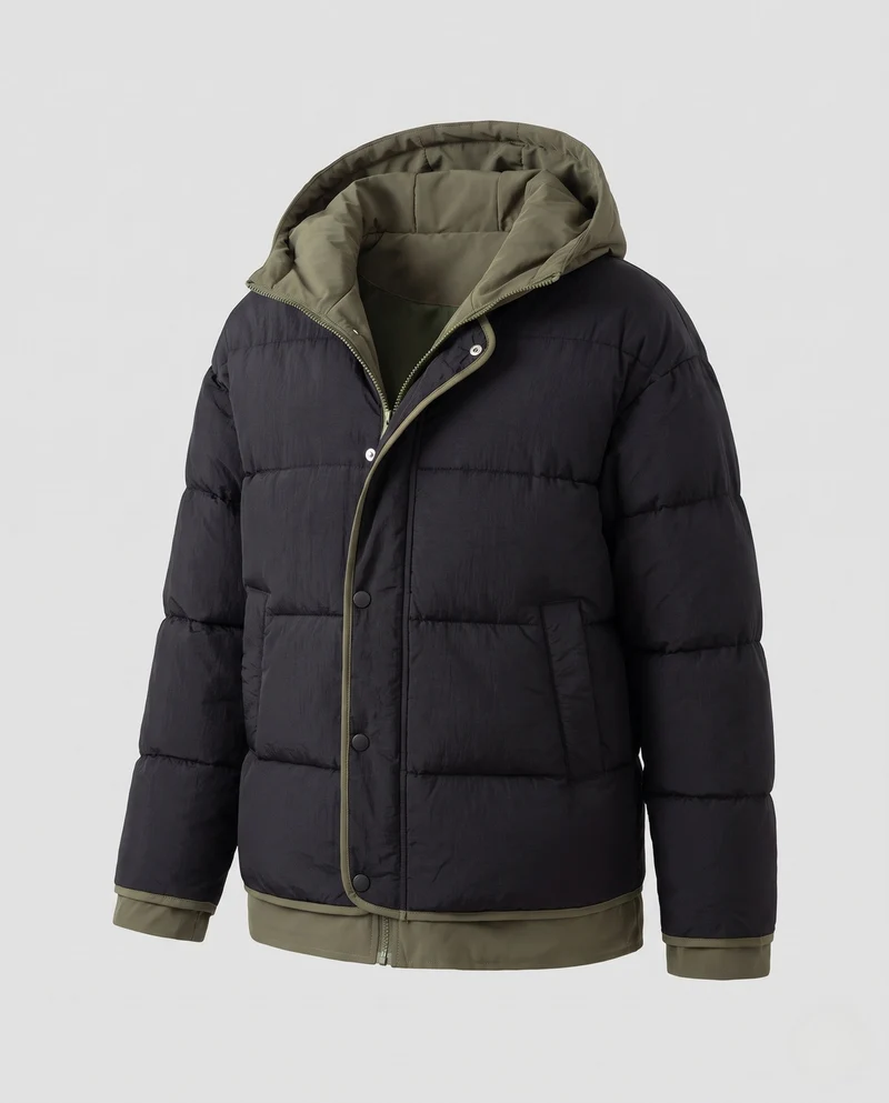 Damen Wattierte Kapuzenjacke mit stylischem Reißverschluss Nord Taschen