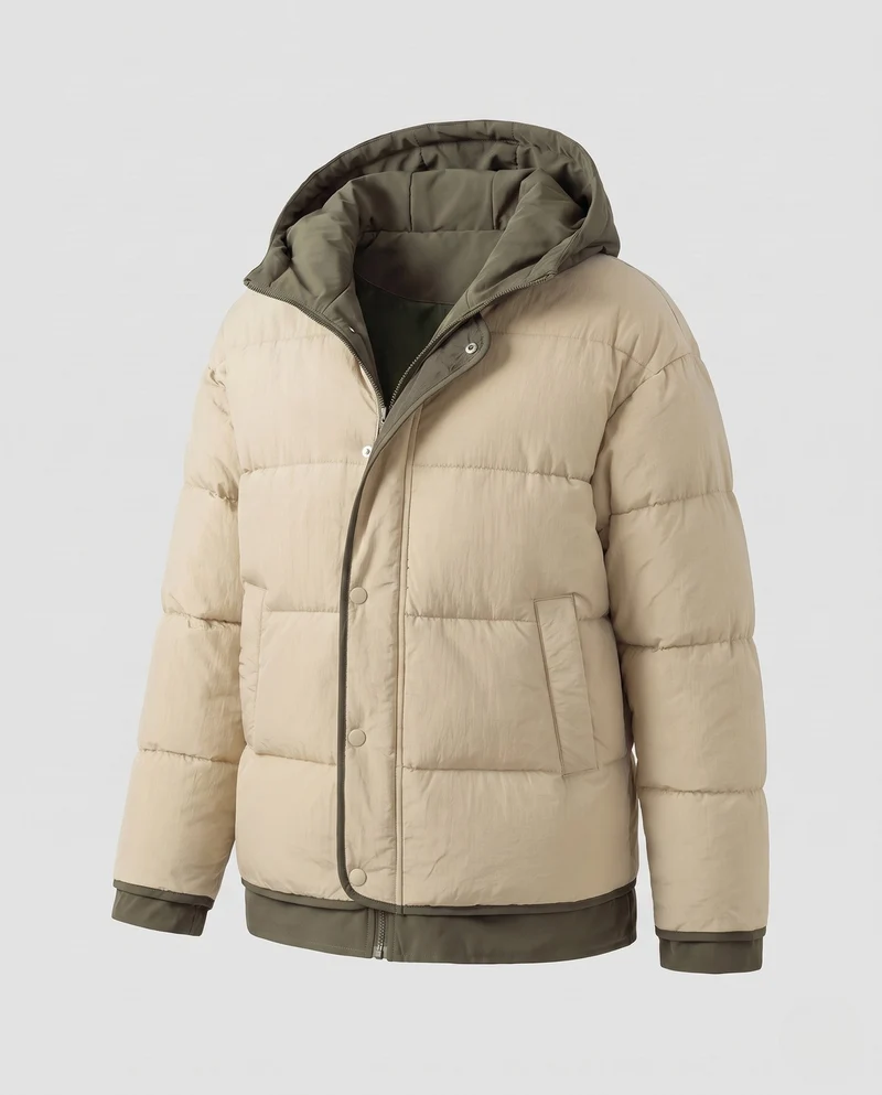 Damen Wattierte Kapuzenjacke mit stylischem Reißverschluss Nord Taschen