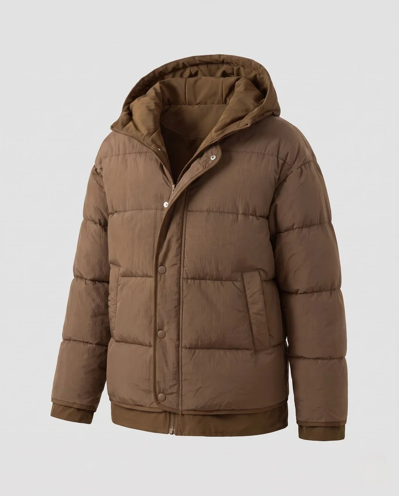 Damen Wattierte Kapuzenjacke mit stylischem Reißverschluss Nord Taschen