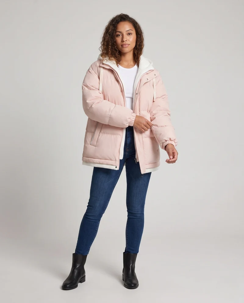 Damen Wattierte Übergangsjacke Nord Taschen
