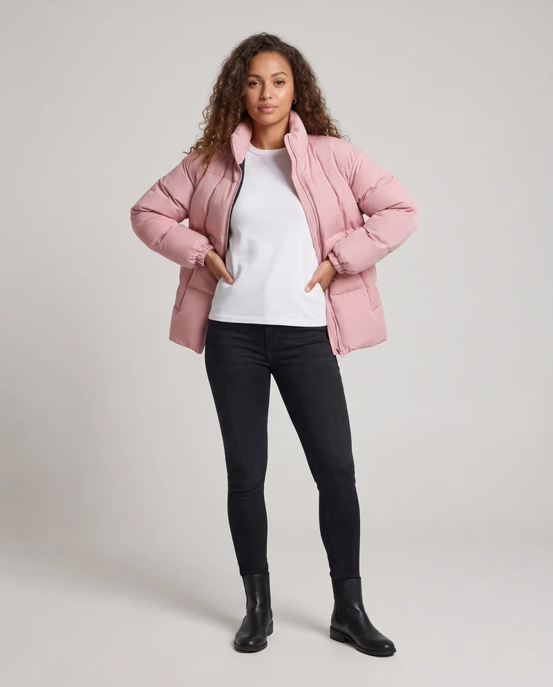 Damen Wattierte Winterjacke Nord Taschen