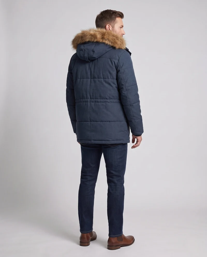 Herren Winterparka mit abnehmbarer Kapuze und Fleece-Futter Nord Taschen
