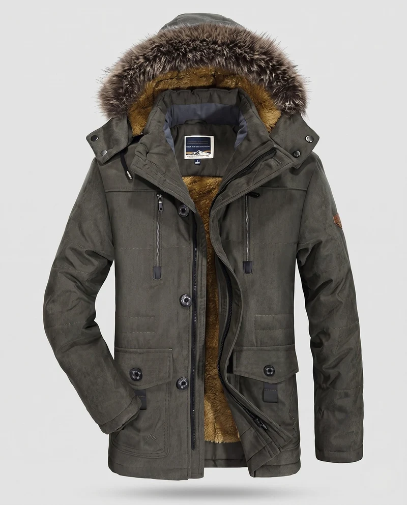 Herren Winterparka mit abnehmbarer Kapuze und Fleece-Futter Nord Taschen