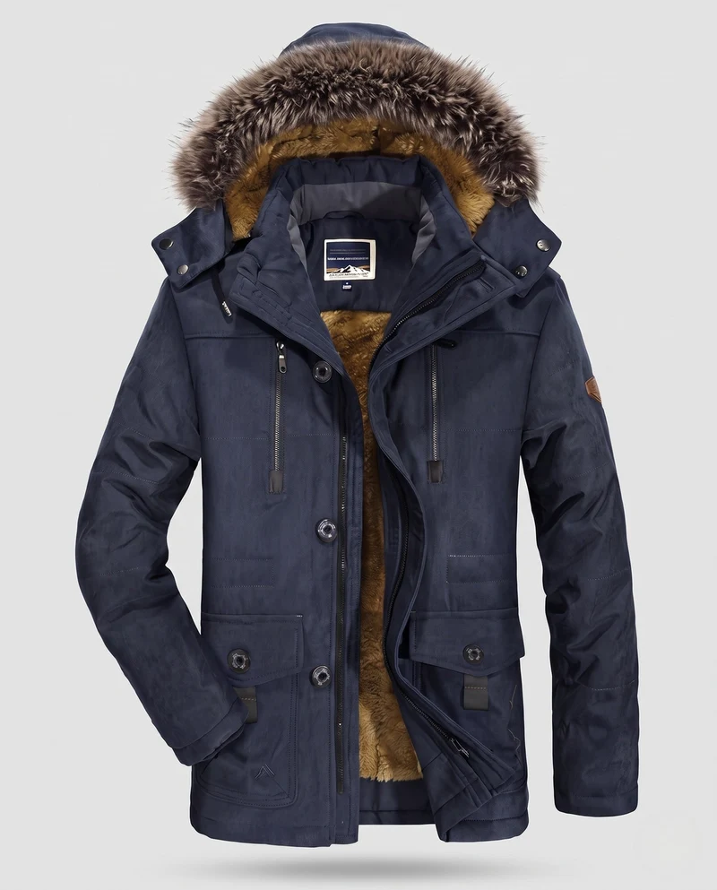 Herren Winterparka mit abnehmbarer Kapuze und Fleece-Futter Nord Taschen