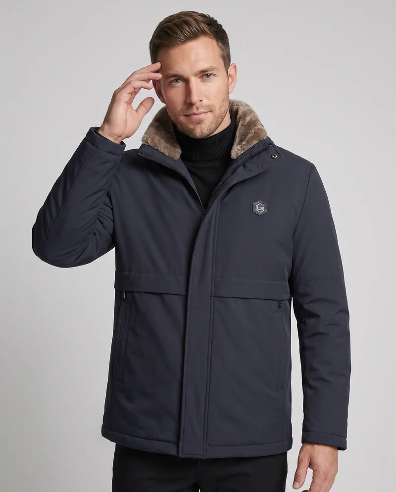 Herren Winterparka mit Kunstfellkragen Nord Taschen