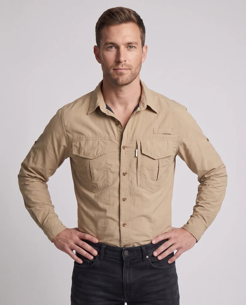 Herren Atmungsaktives Outdoor-Funktionshemd Nord Taschen