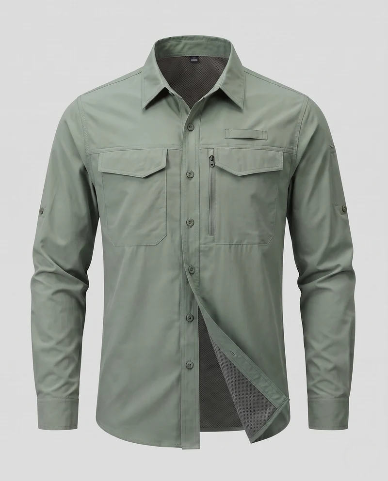 Herren Atmungsaktives Outdoor-Funktionshemd Nord Taschen