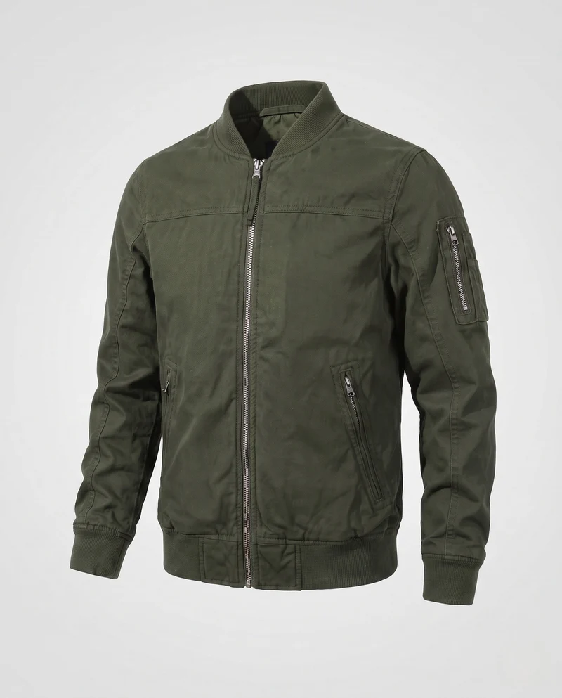 Herren Bomberjacke aus robustem Canvas mit Reißverschluss und Rippstrickbündchen Nord Taschen