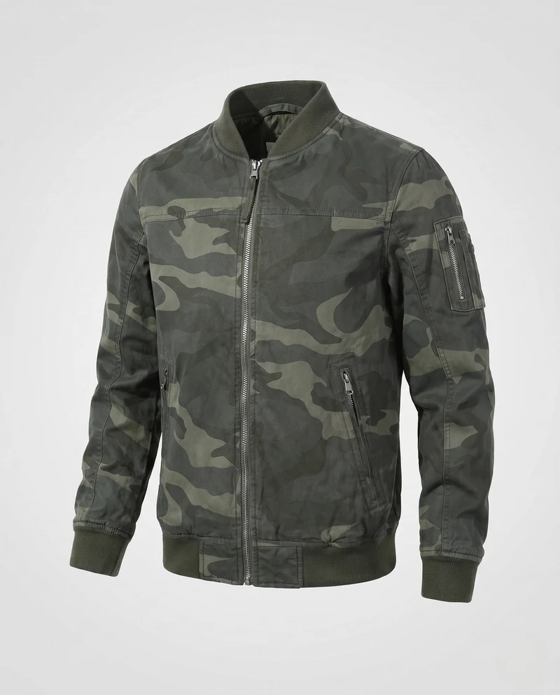 Herren Bomberjacke aus robustem Canvas mit Reißverschluss und Rippstrickbündchen Nord Taschen