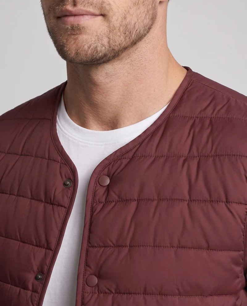 Herren Ärmellose wattierte Weste mit leichtem Daunen-Look und Druckknopfverschluss Nord Taschen