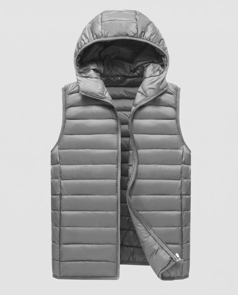 Herren Ärmellose wattierte Weste mit leichtem Daunen-Look und Druckknopfverschluss Nord Taschen