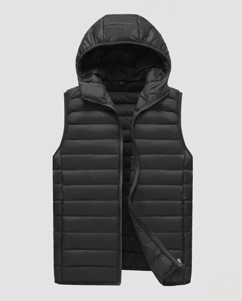 Herren Ärmellose wattierte Weste mit leichtem Daunen-Look und Druckknopfverschluss Nord Taschen
