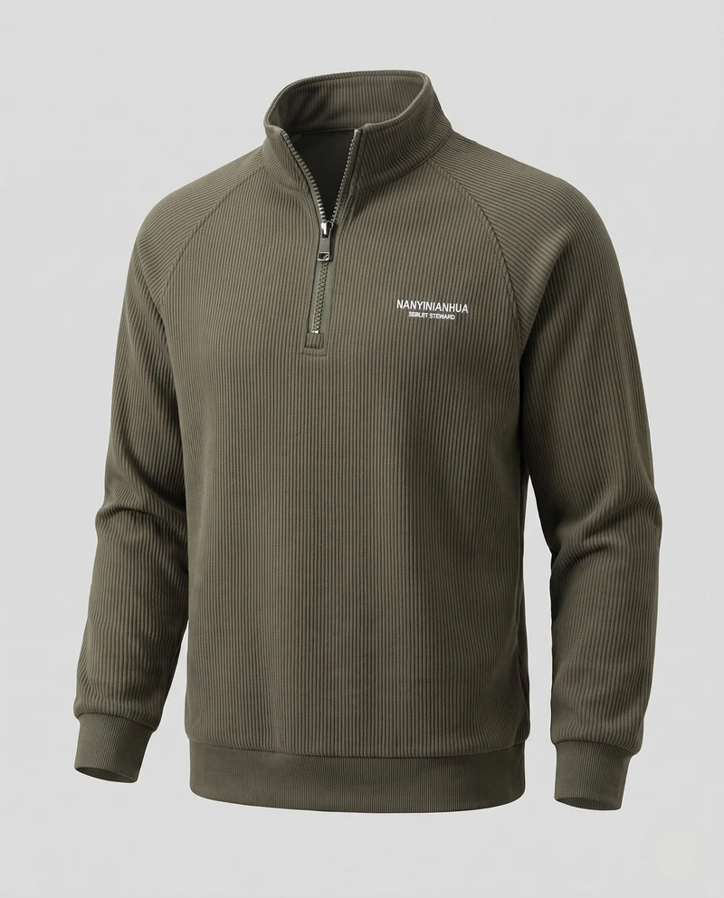Herren eleganter Stehkragen-Pullover mit Reißverschluss Nord Taschen