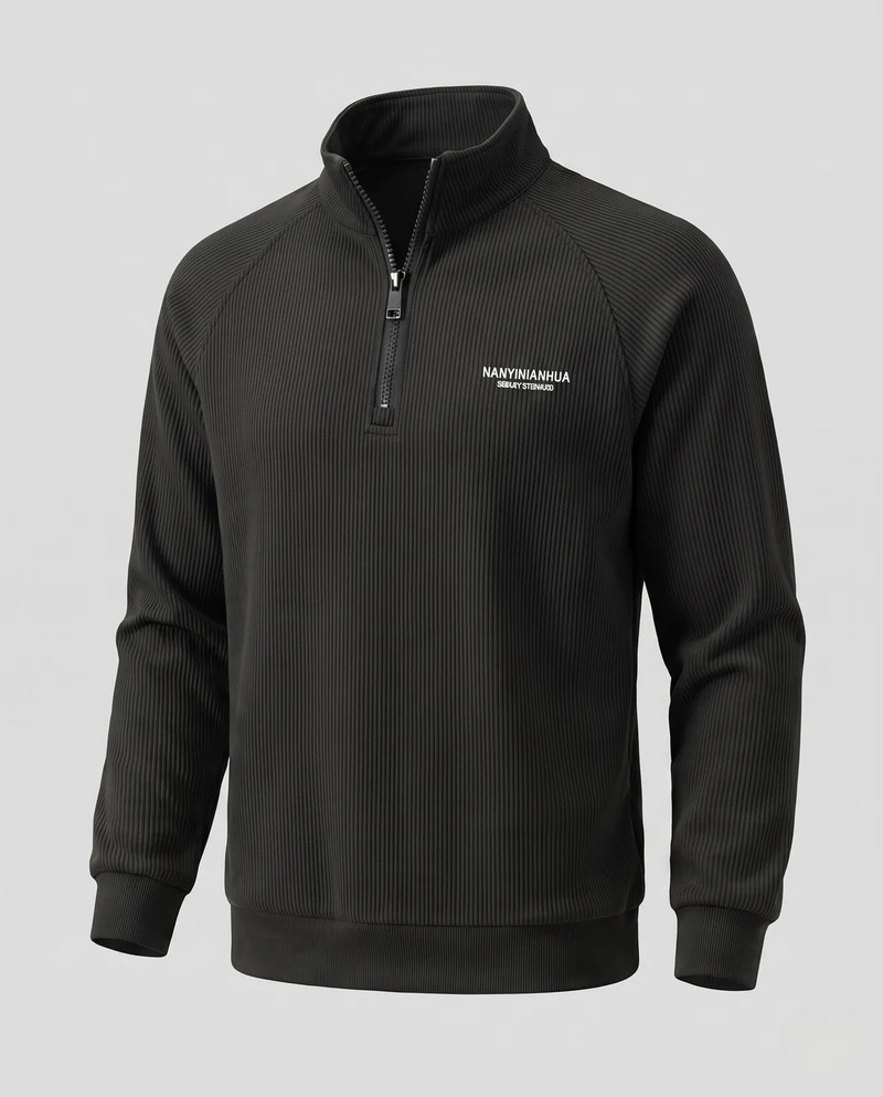 Herren eleganter Stehkragen-Pullover mit Reißverschluss Nord Taschen