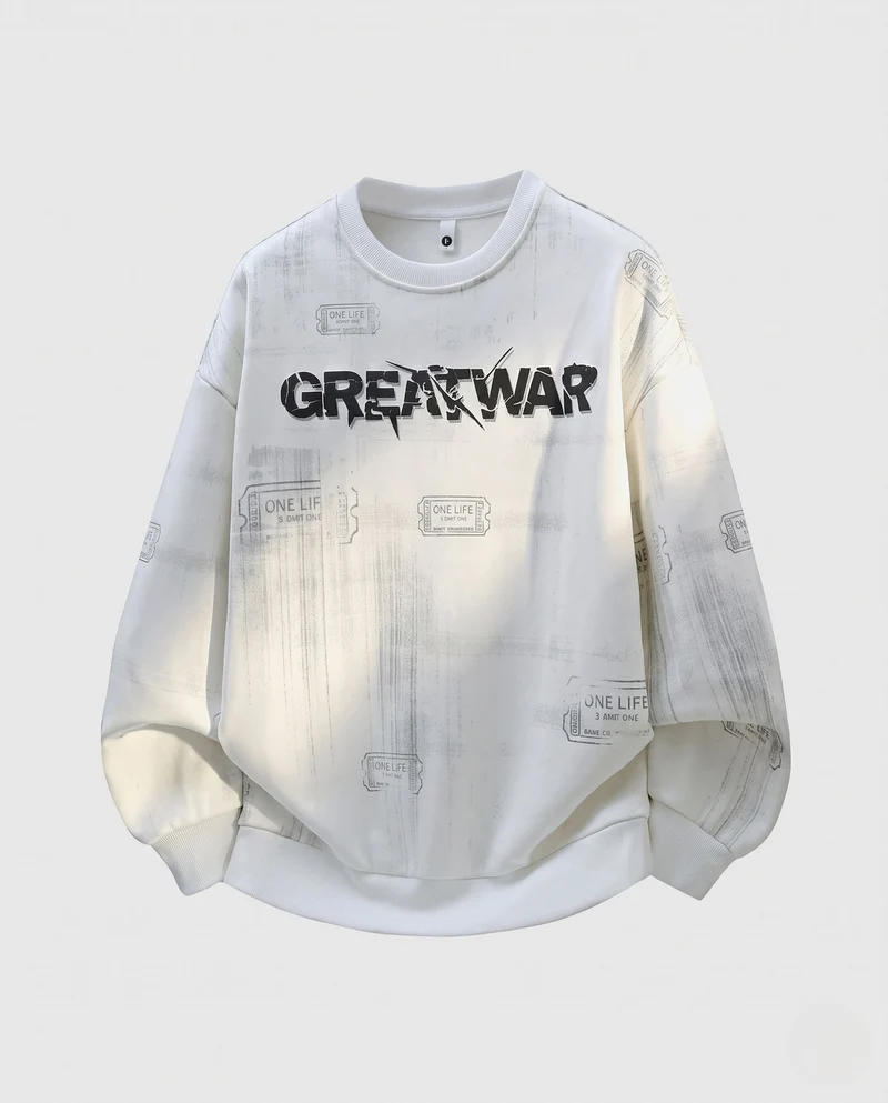 Unisex Oversize-Graphic-Sweatshirt mit Rundhalsausschnitt, Drop-Shoulder und Vintage-Print