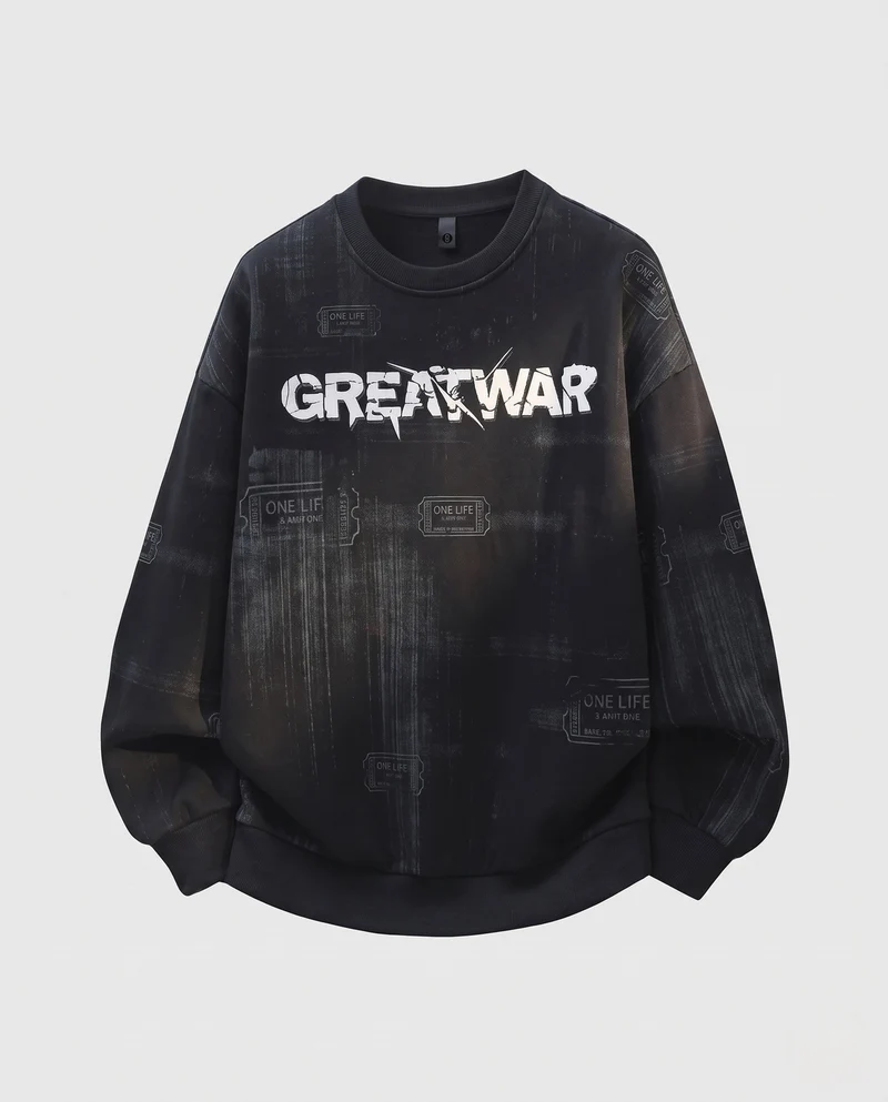 Unisex Oversize-Graphic-Sweatshirt mit Rundhalsausschnitt, Drop-Shoulder und Vintage-Print