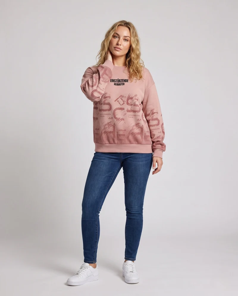 Unisex Oversize-Grafik-Sweatshirt mit Rundhalsausschnitt und überschnittener Schulter