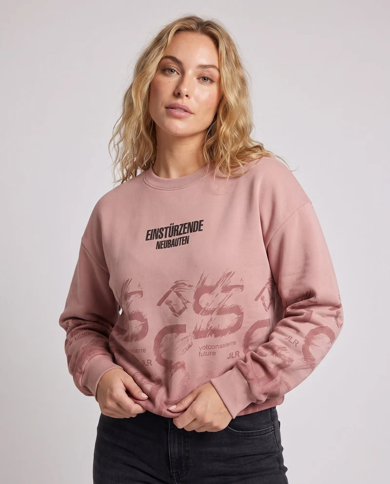 Unisex Oversize-Grafik-Sweatshirt mit Rundhalsausschnitt und überschnittener Schulter