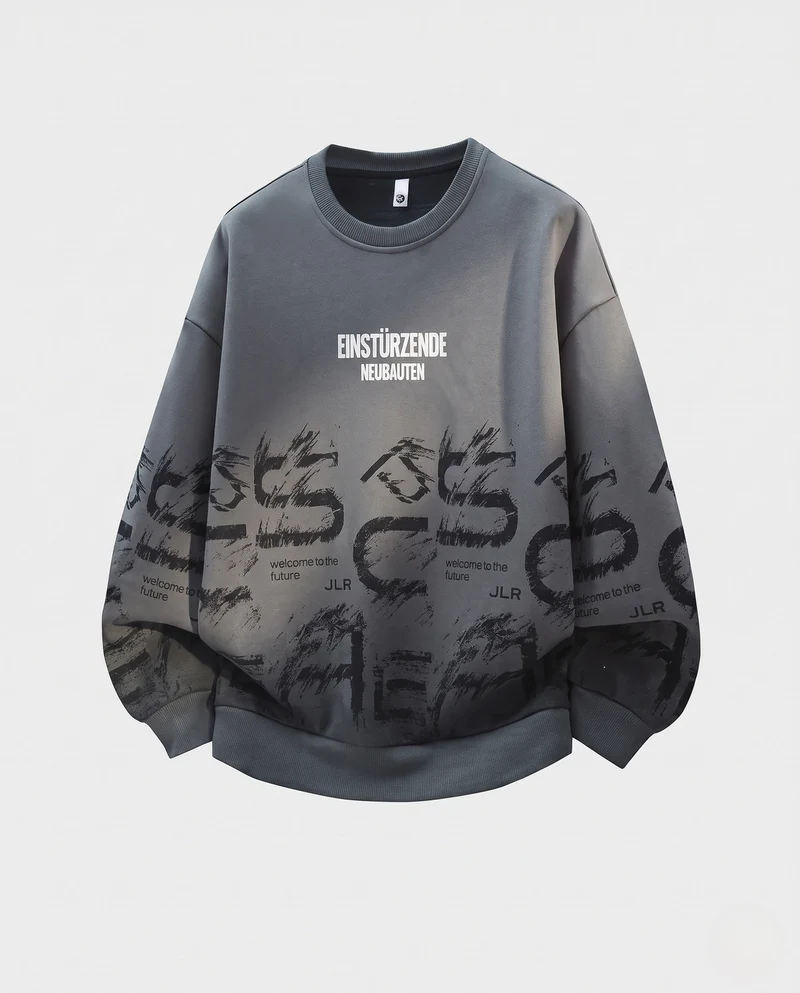 Unisex Oversize-Grafik-Sweatshirt mit Rundhalsausschnitt und überschnittener Schulter