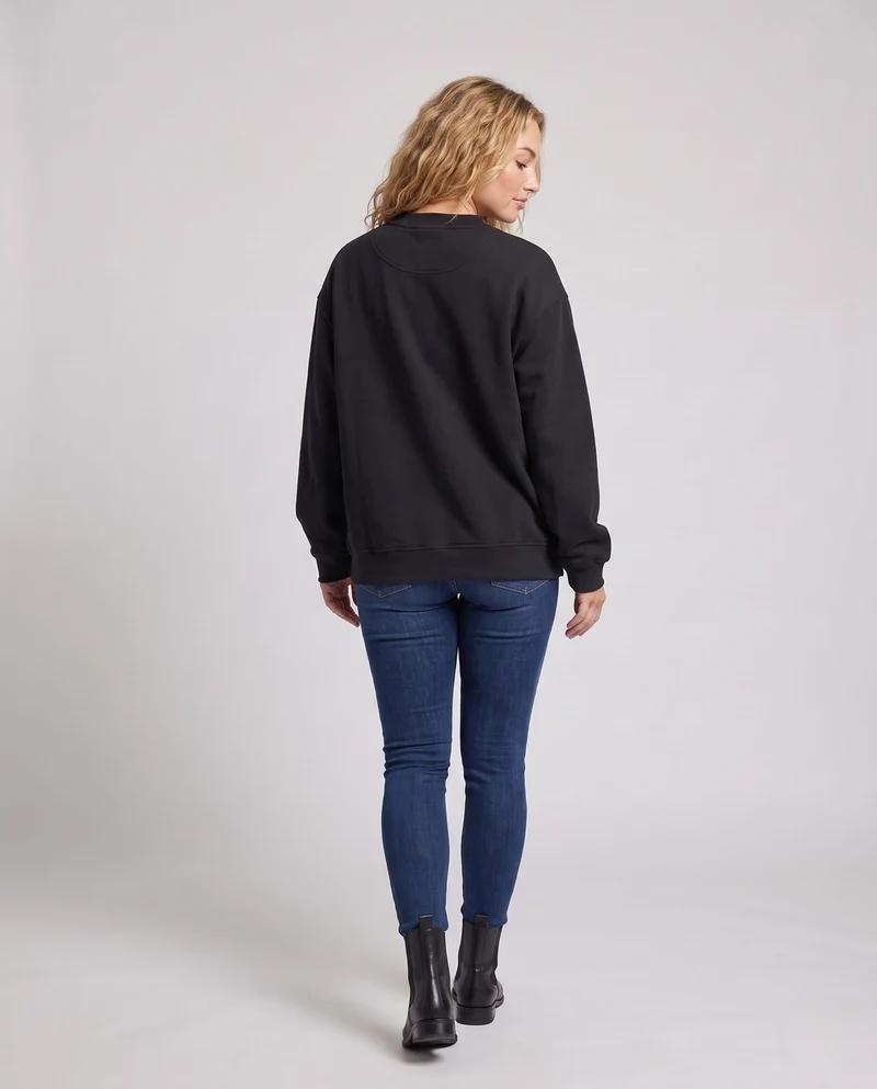 Unisex Oversize-Henley-Layer-Sweatshirt mit Knopfleiste und kontrastierendem Unterkragen