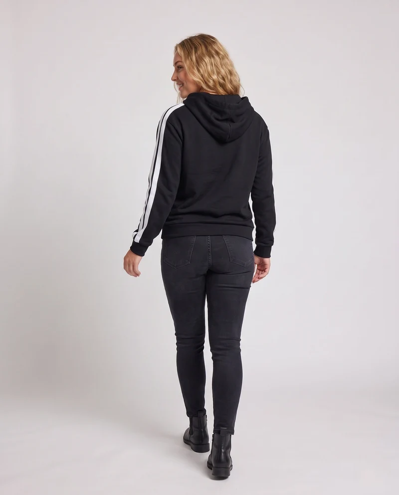 Unisex Oversize Kapuzenpullover mit seitlichen Kontraststreifen und Kängurutasche