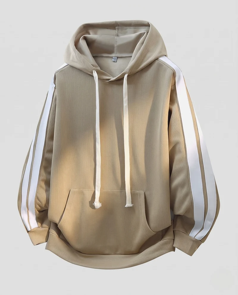 Unisex Oversize Kapuzenpullover mit seitlichen Kontraststreifen und Kängurutasche