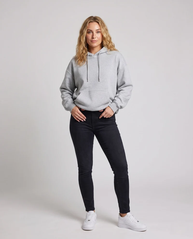[Unisex] Oversize-Hoodie mit Kängurutasche und verlängertem Saum