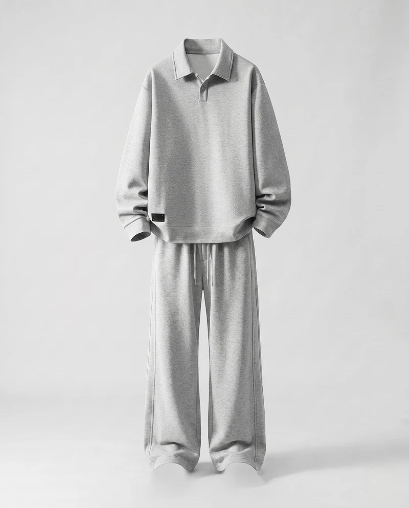 Unisex Oversize-Polo-Sweatshirt-Set mit weiterer Jogginghose
